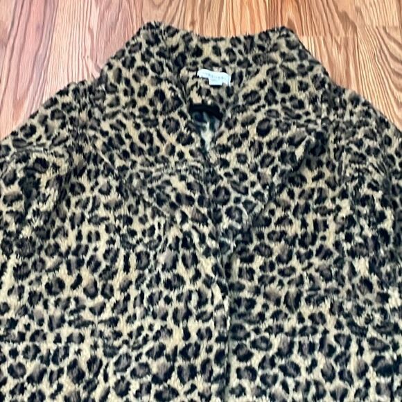 Long Calvin Klein Open Cardigan, Faux Fur/Plush Chetah Jacket, Small - Picture 3 of 6